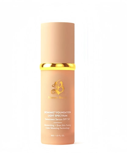 Bio Mimic Foundation Light Spectrum by Forever Bloom; Hydrating, Anti- Aging, Concealing, Evening skin tone,Protecting from Sun with SPF50;Lifestyle Lightweight Foundation for Gym, Sports, Dancing